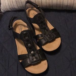 Clarks Collection Black Leather Sandals size 7